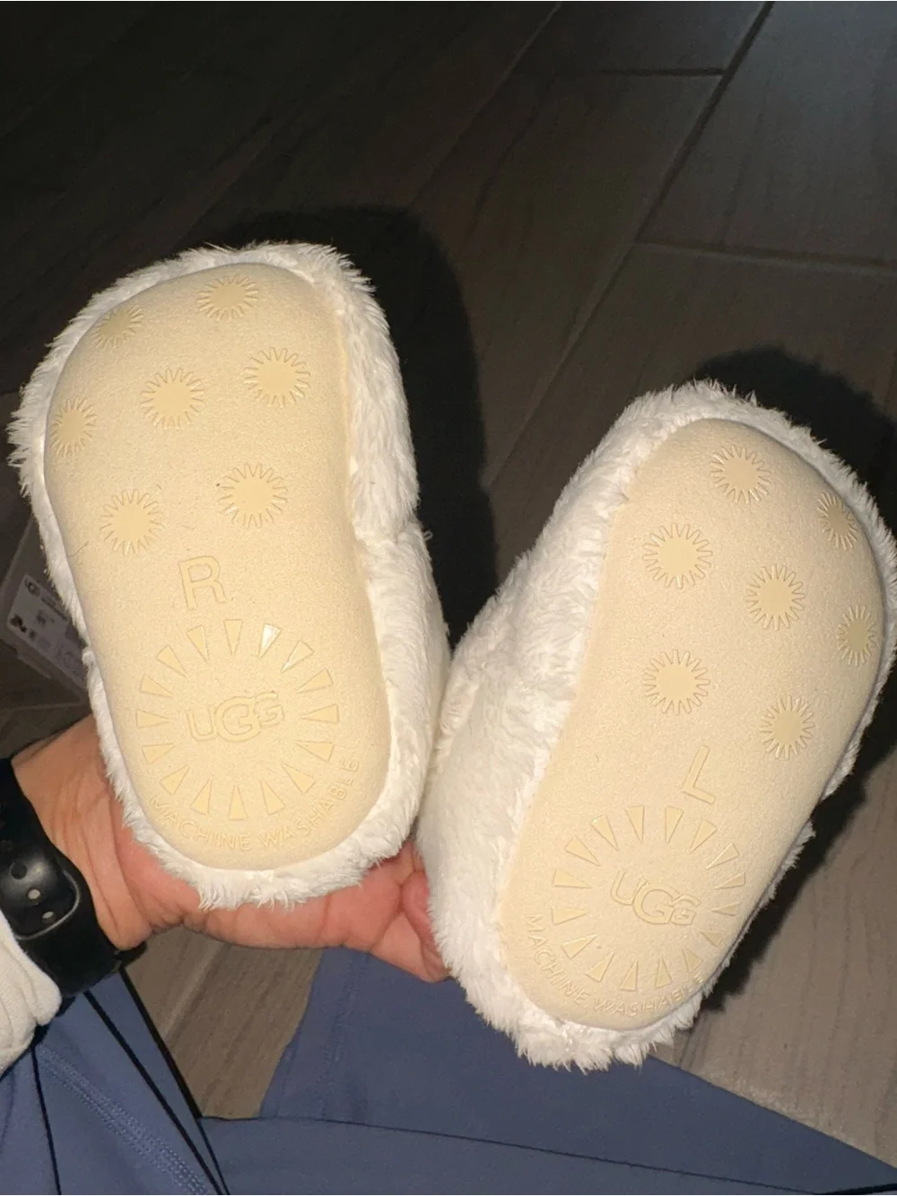UGG Baby Chestnut Suede Boots & Cream Fuzzy Slippers Set